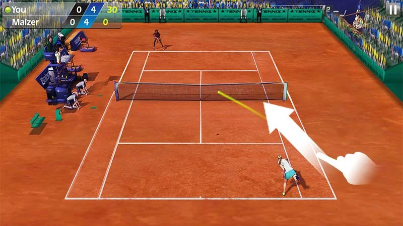 Easy flick controls in 3D Tennis